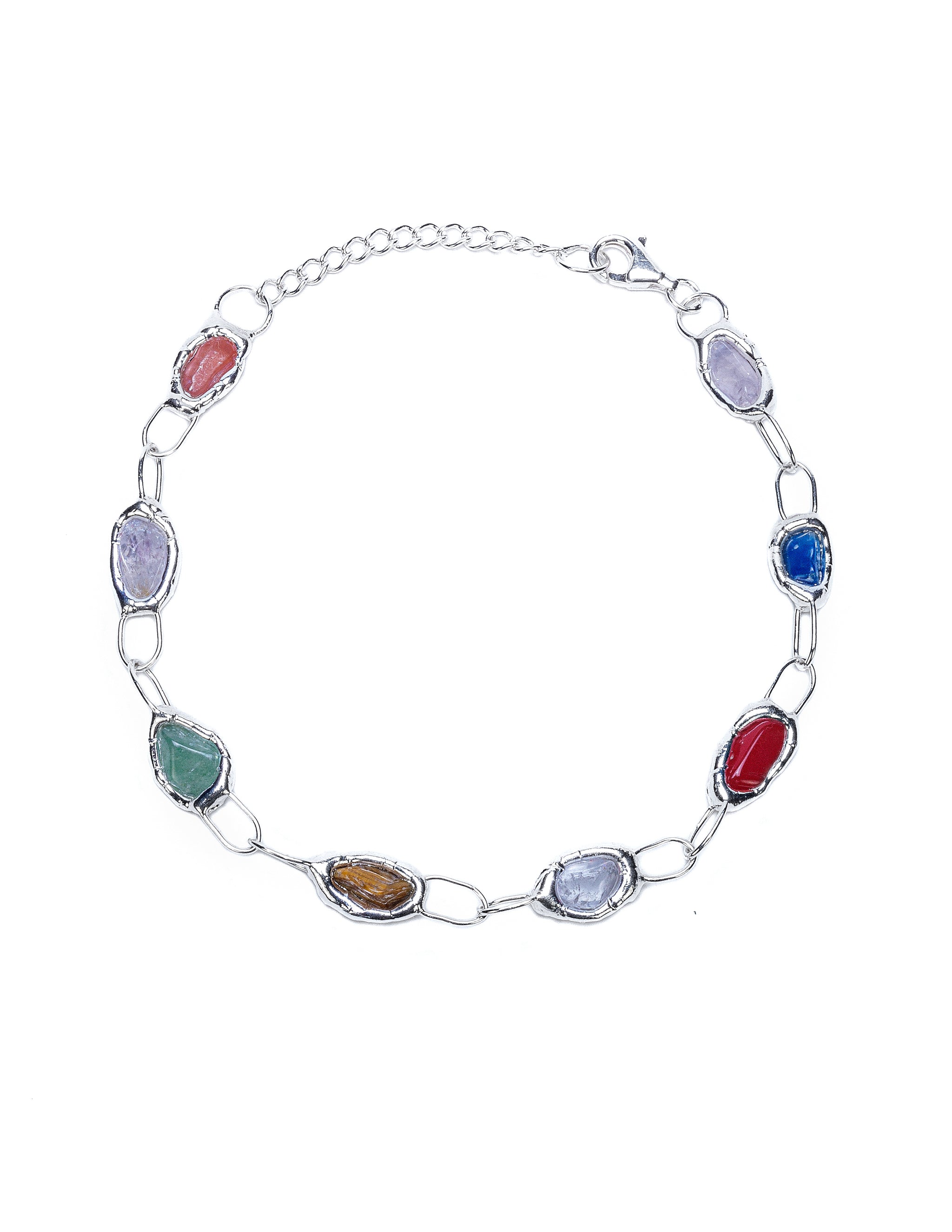 Silver Rainbow Link Chain Bracelet