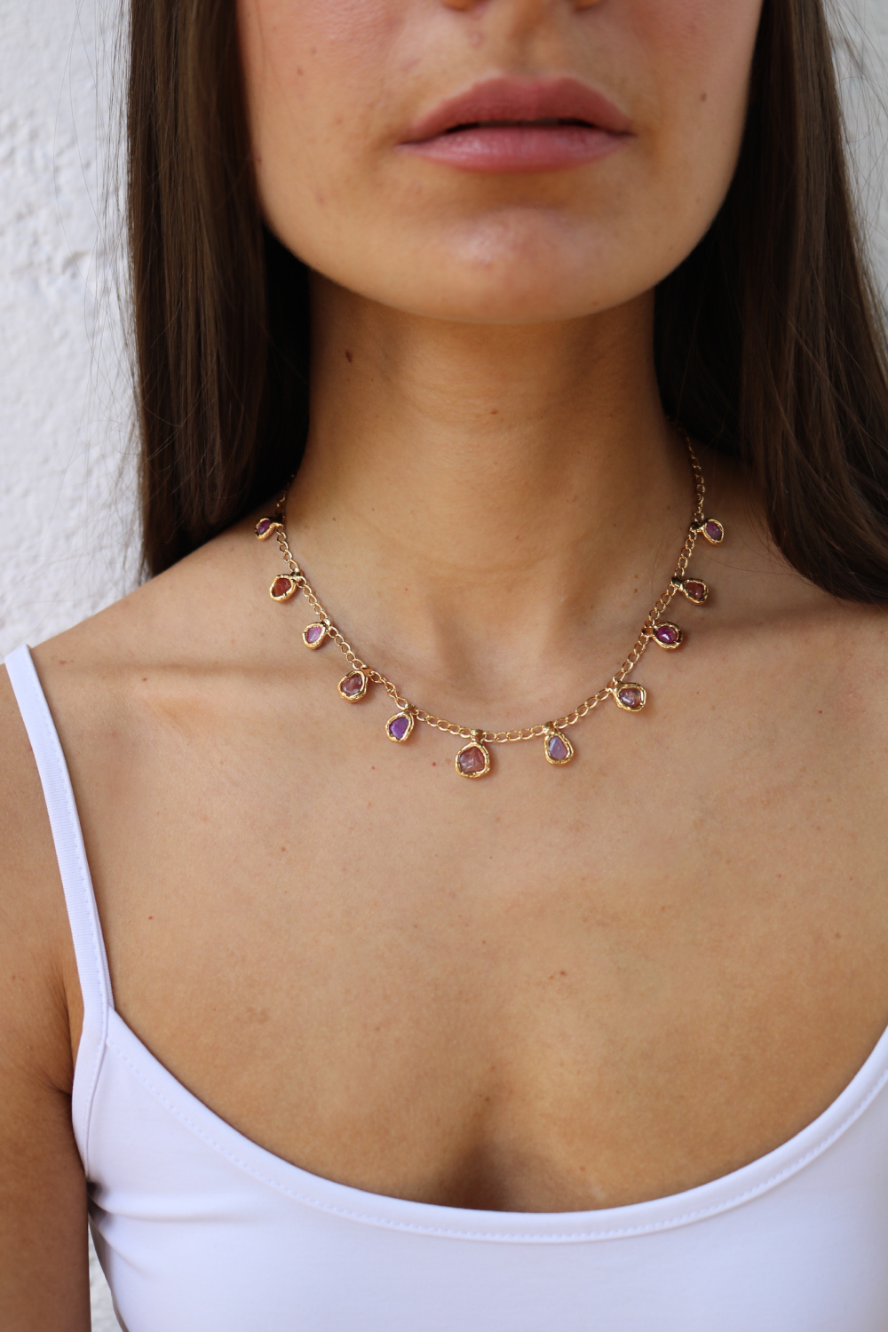 Crystal Two-Tone Necklace in Gold