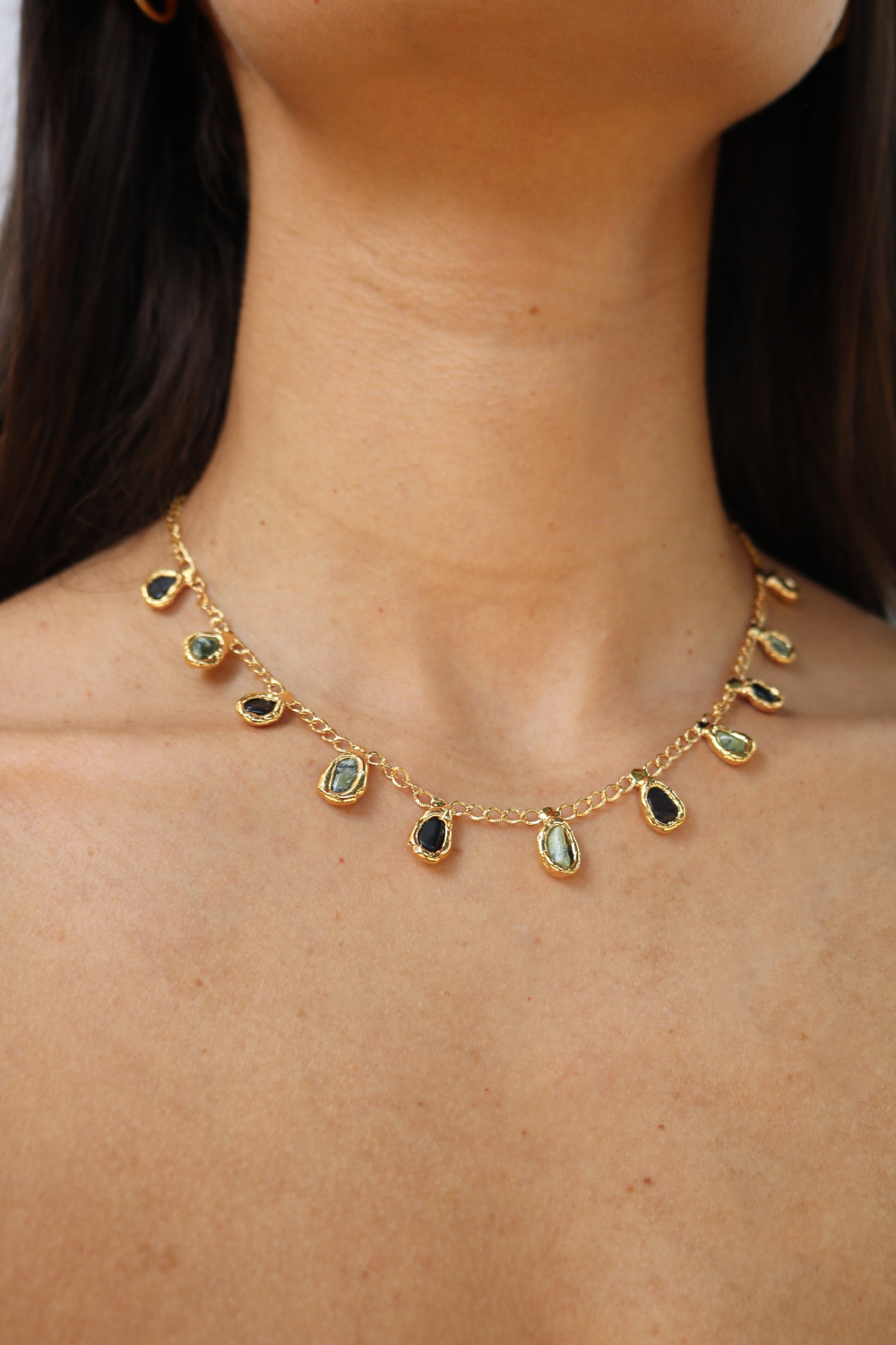 Crystal Two-Tone Necklace in Gold