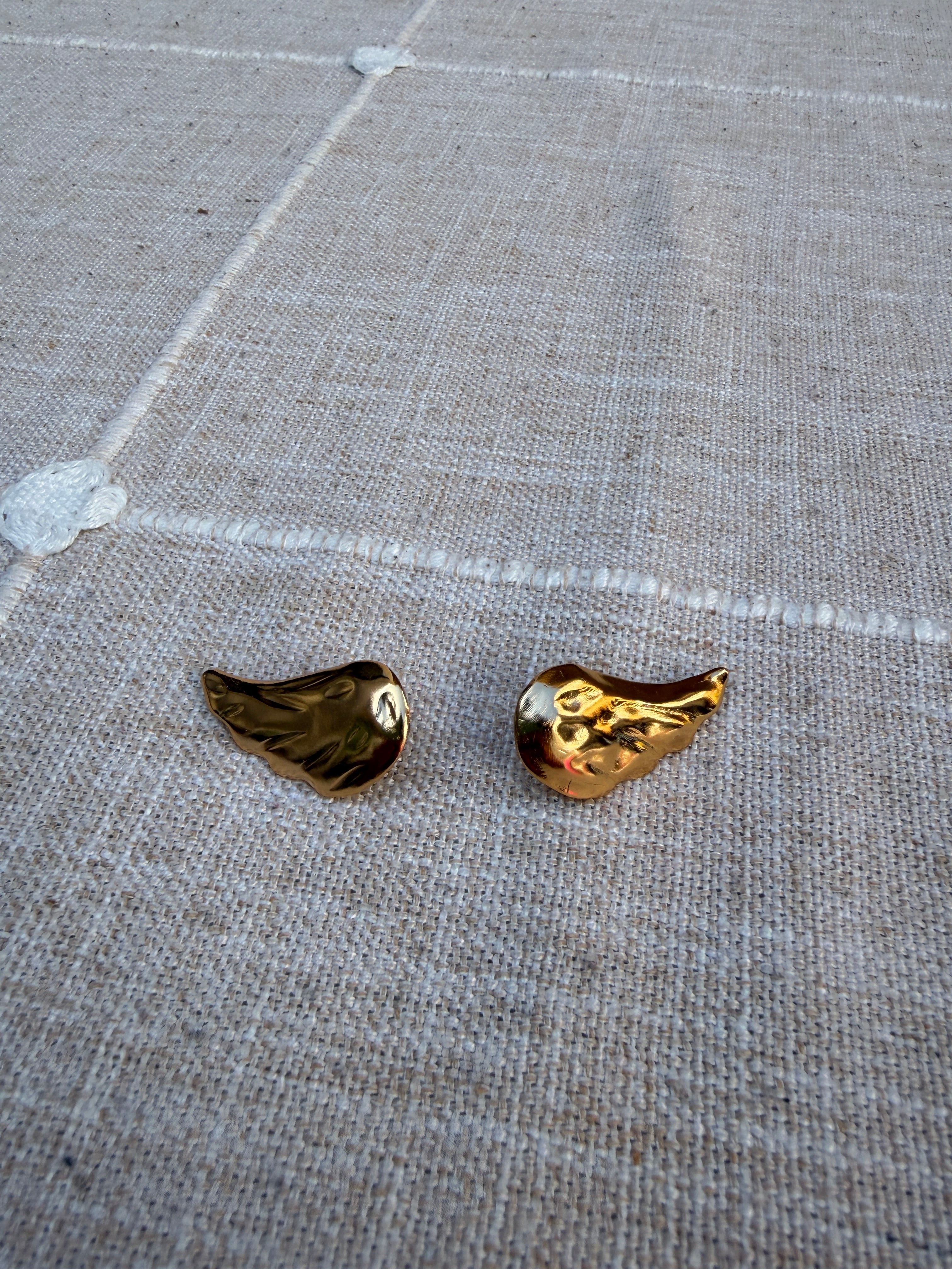 Angel Wing Stud Earrings Gold