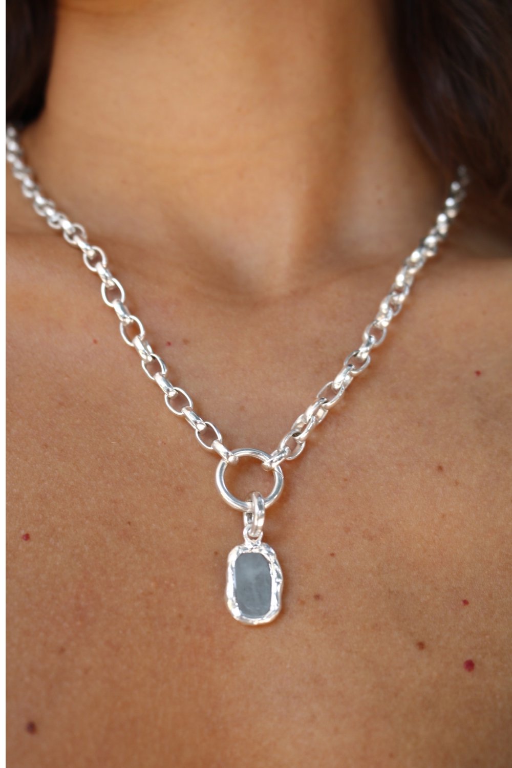 Aquamarine Charm in Silver