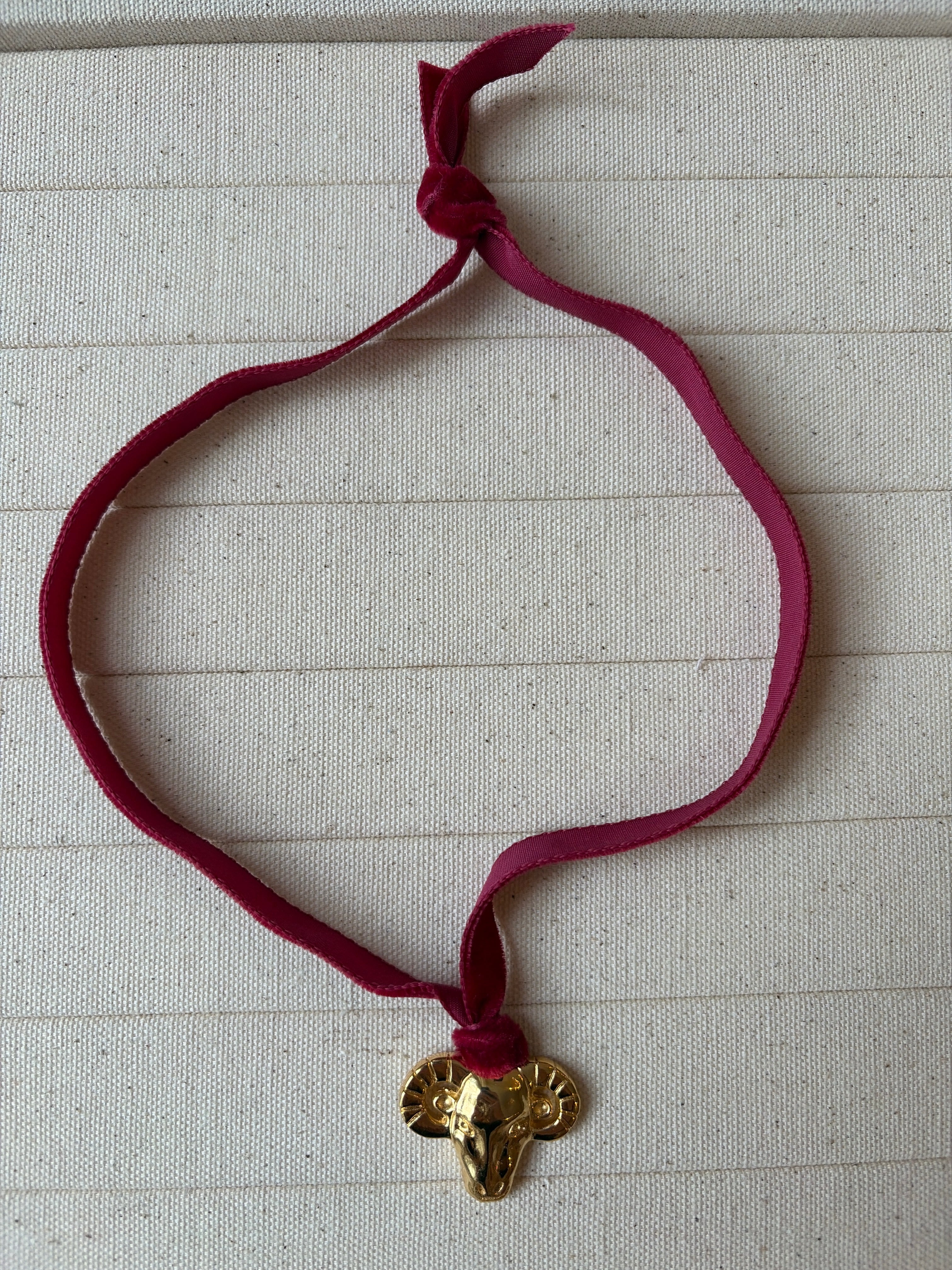 Aries Pendant on Velvet Tie