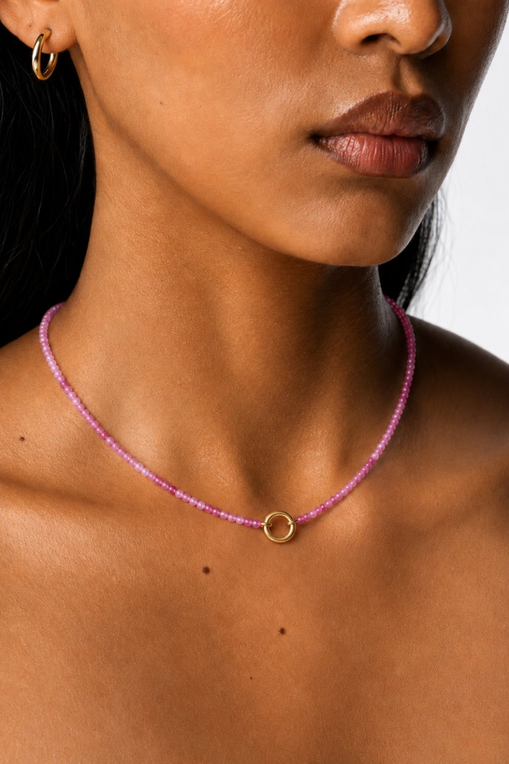 Beaded Pink Tourmaline Necklace