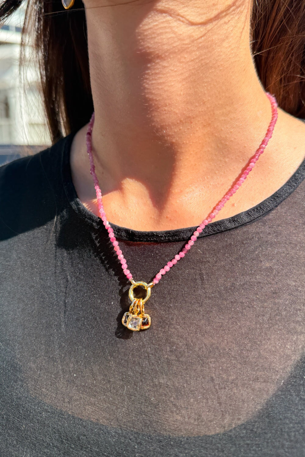 Beaded Pink Tourmaline Necklace