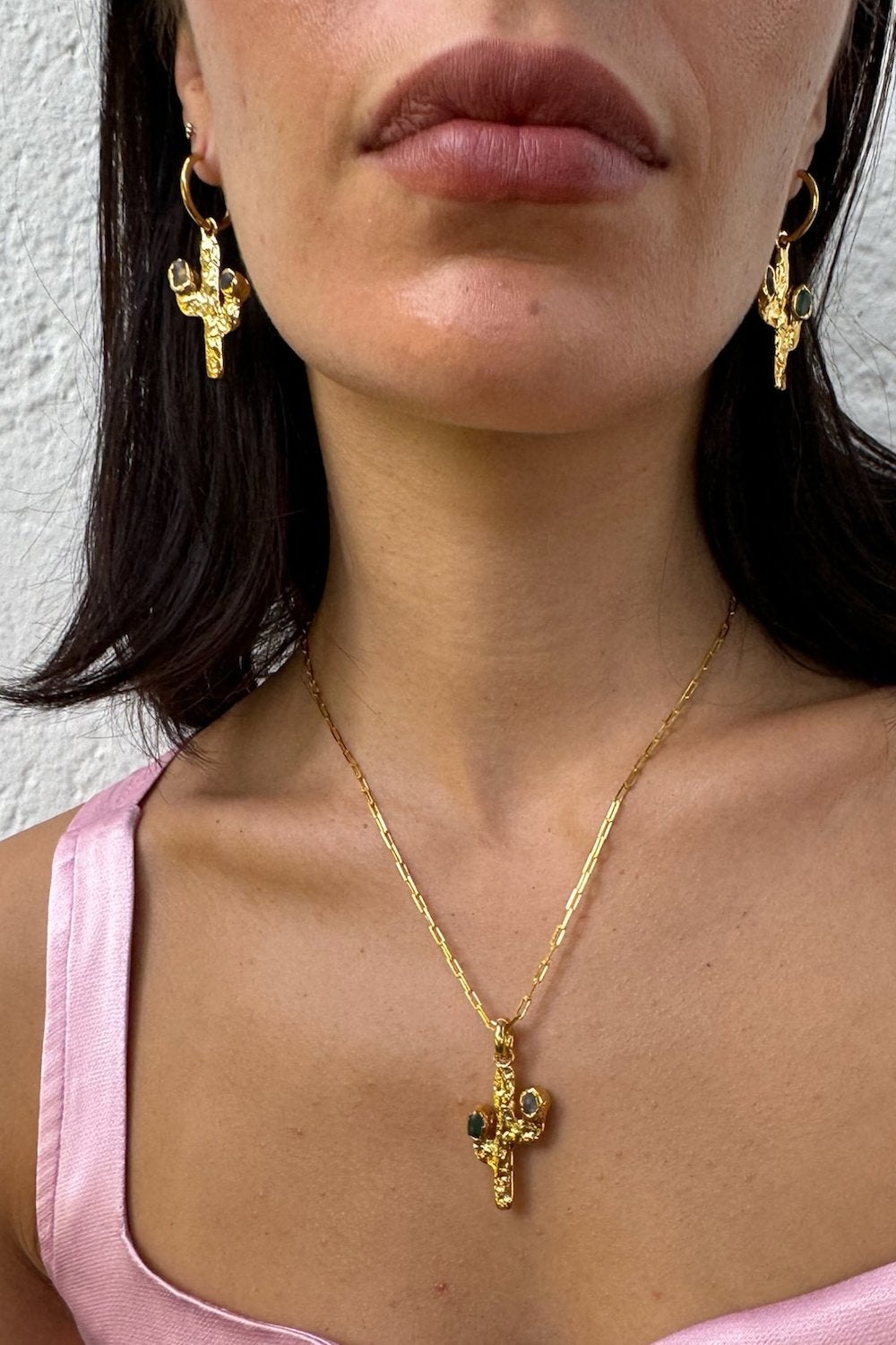 Cactus Flower Charm in Gold