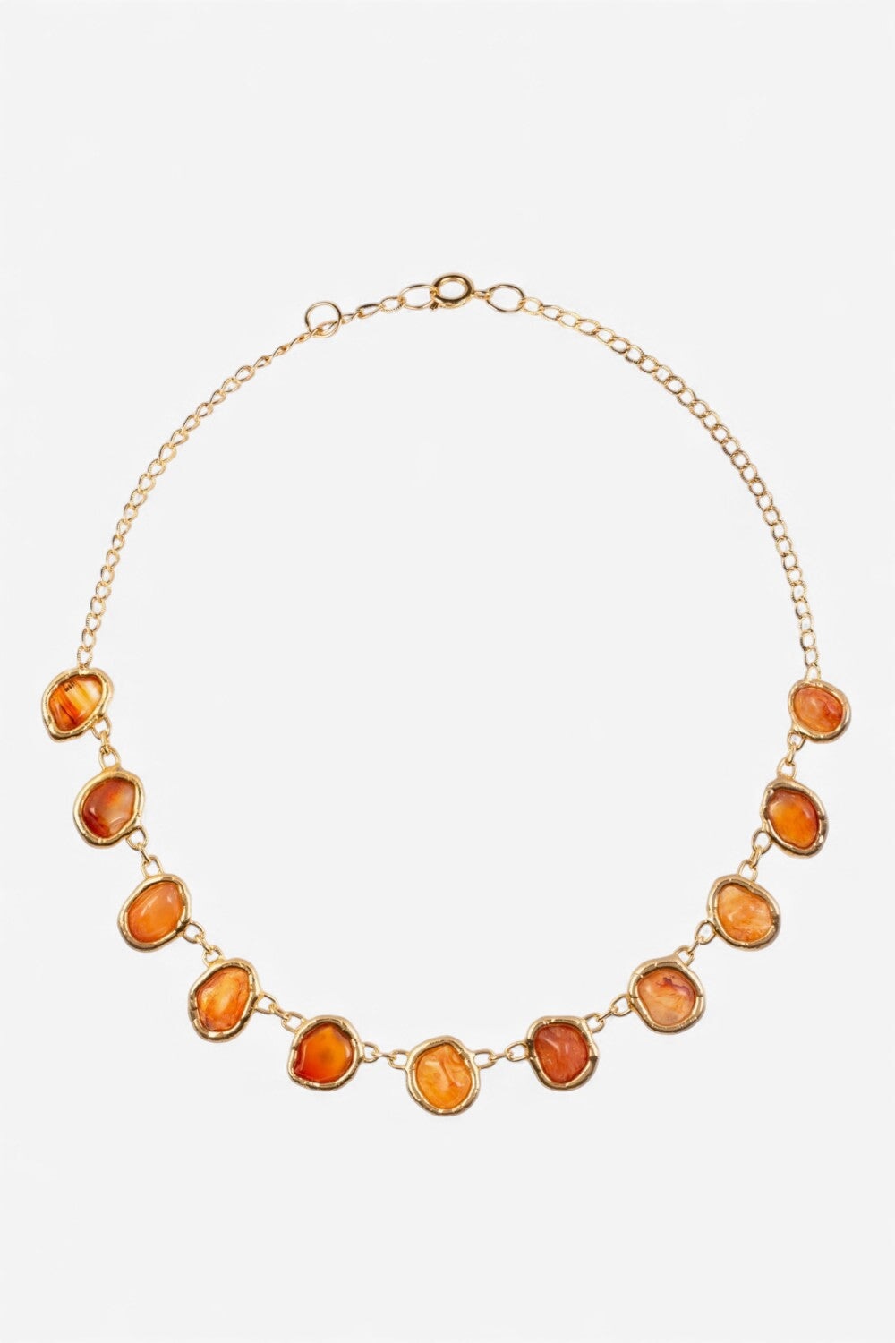 Carnelian Gemstone Necklace in Gold