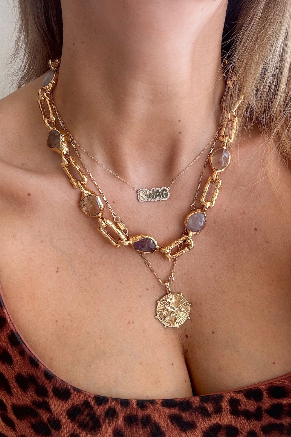 Chunky Love Chain Necklace in Gold