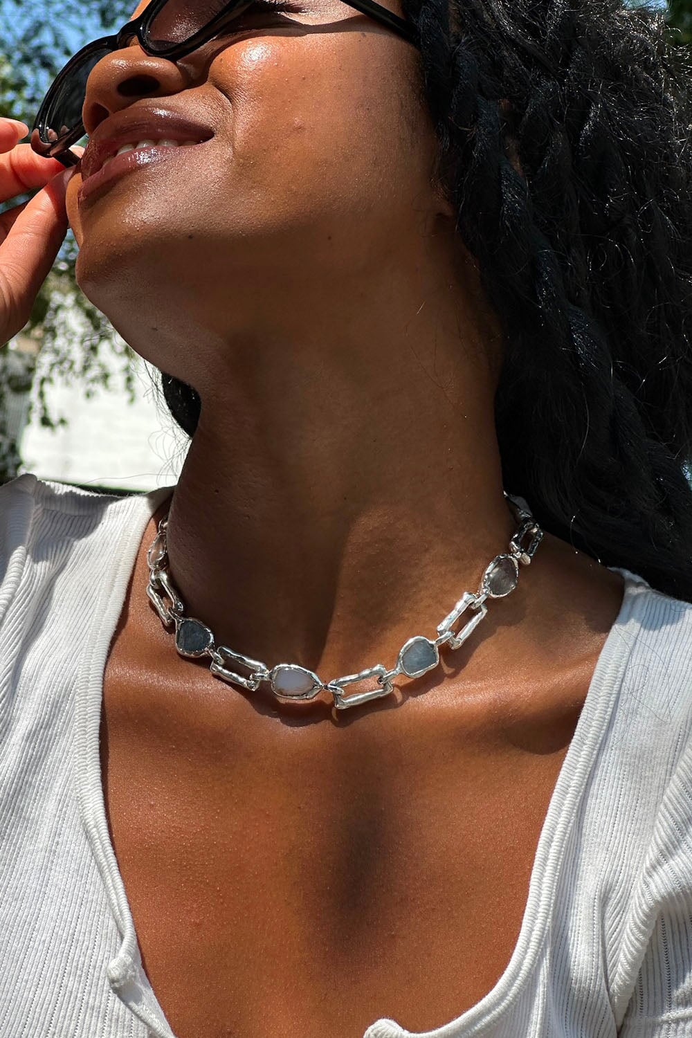 Chunky Love Chain Necklace in Silver