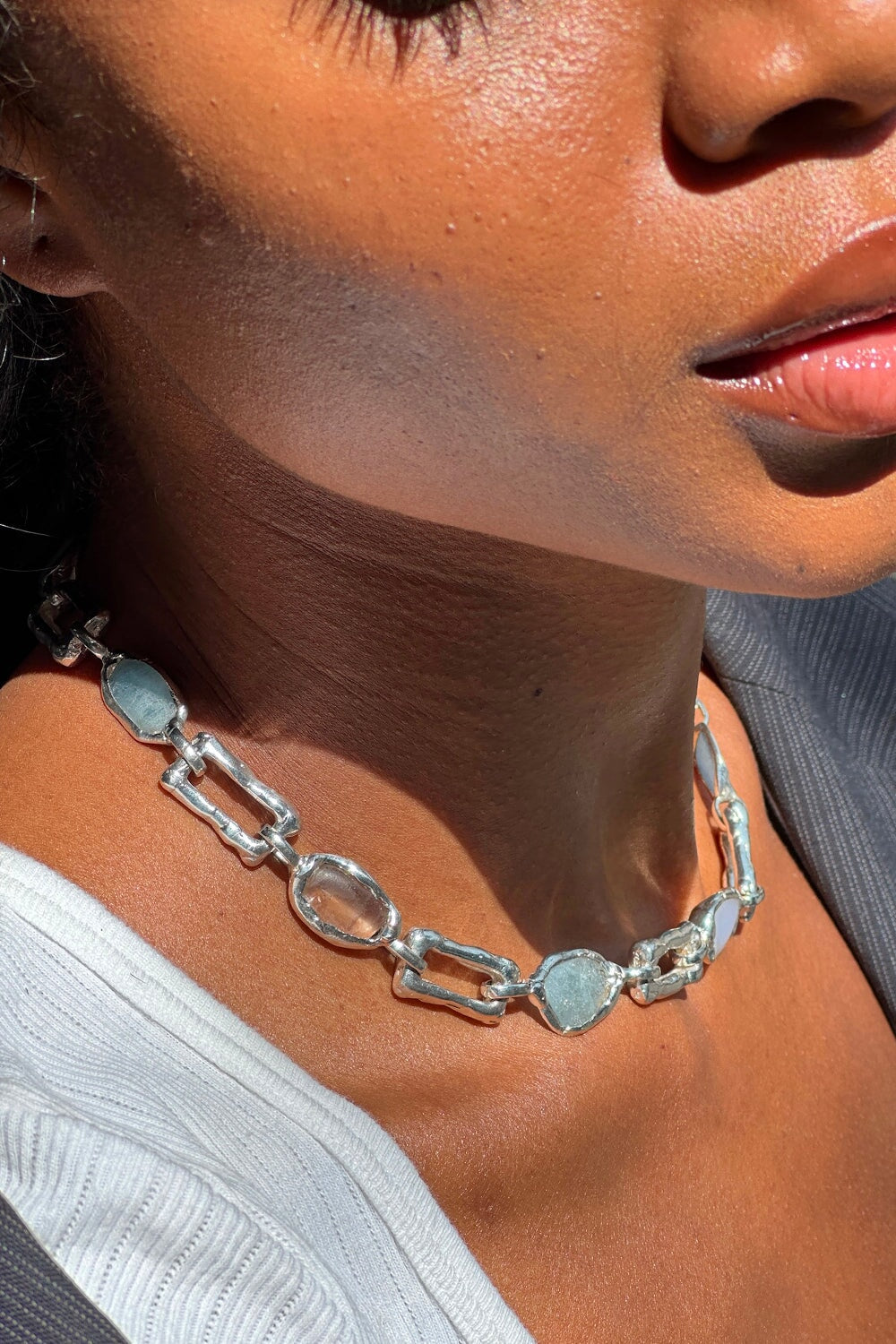 Chunky Love Chain Necklace in Silver