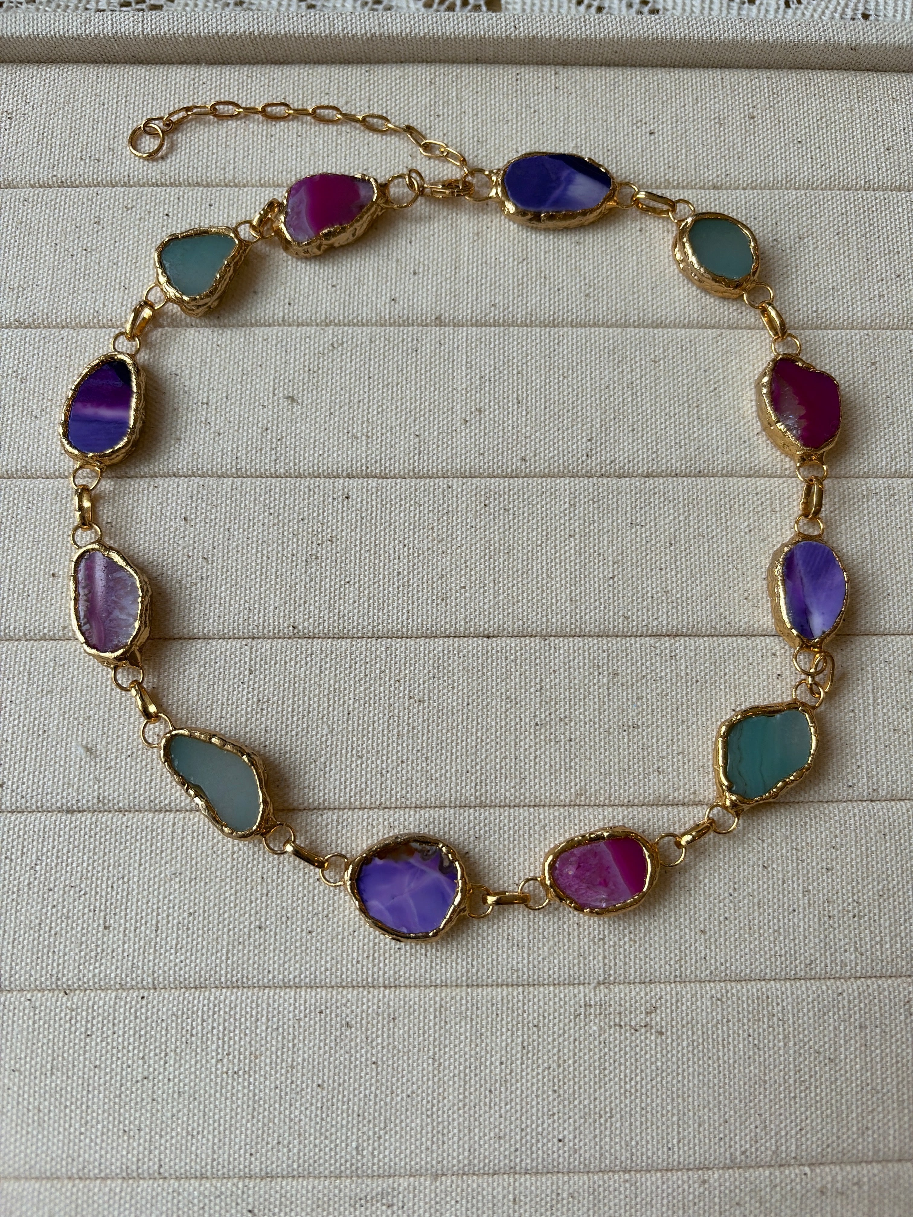 Colourful Gemstone Necklace Gold