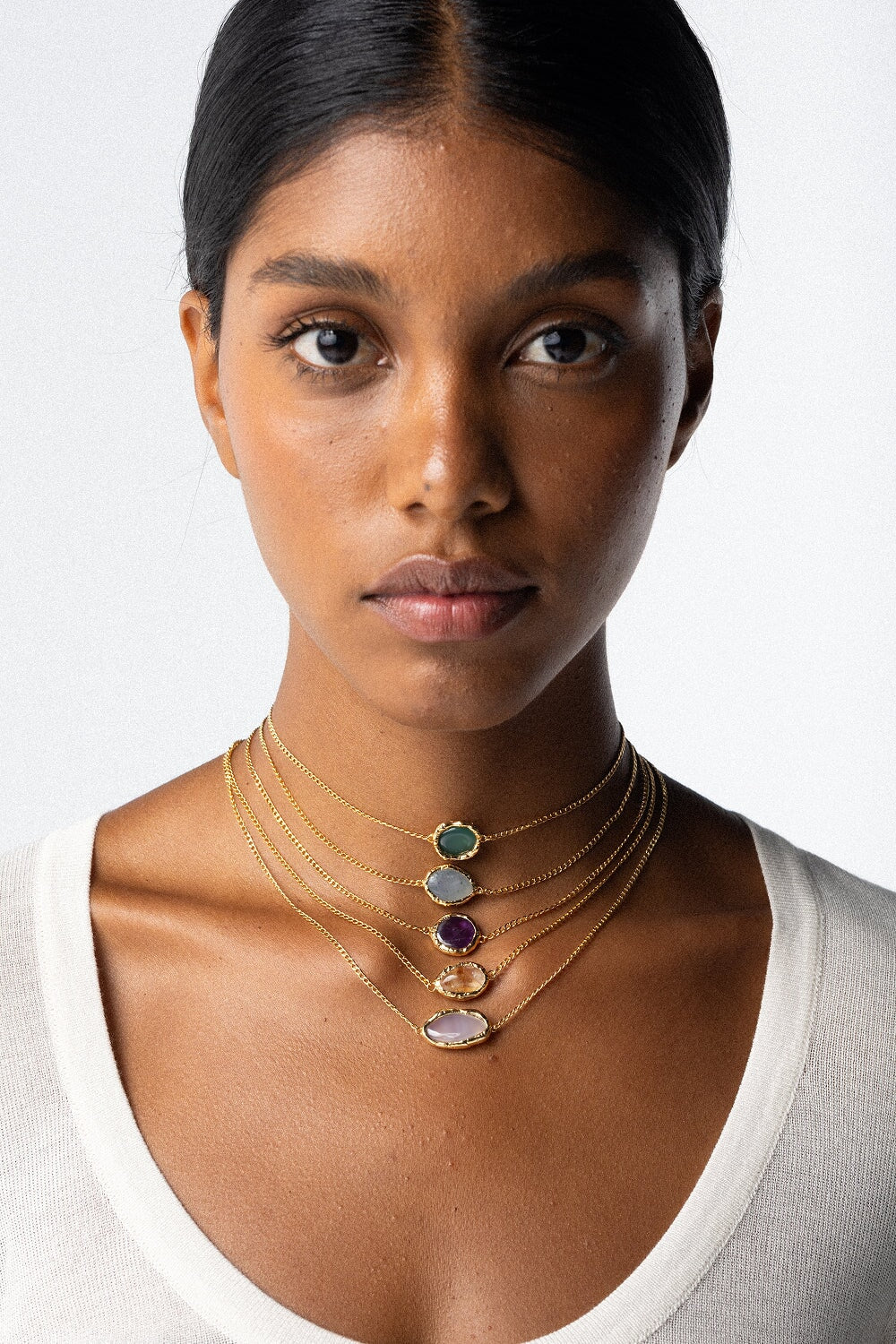 Crystal Chakra Necklace in Gold