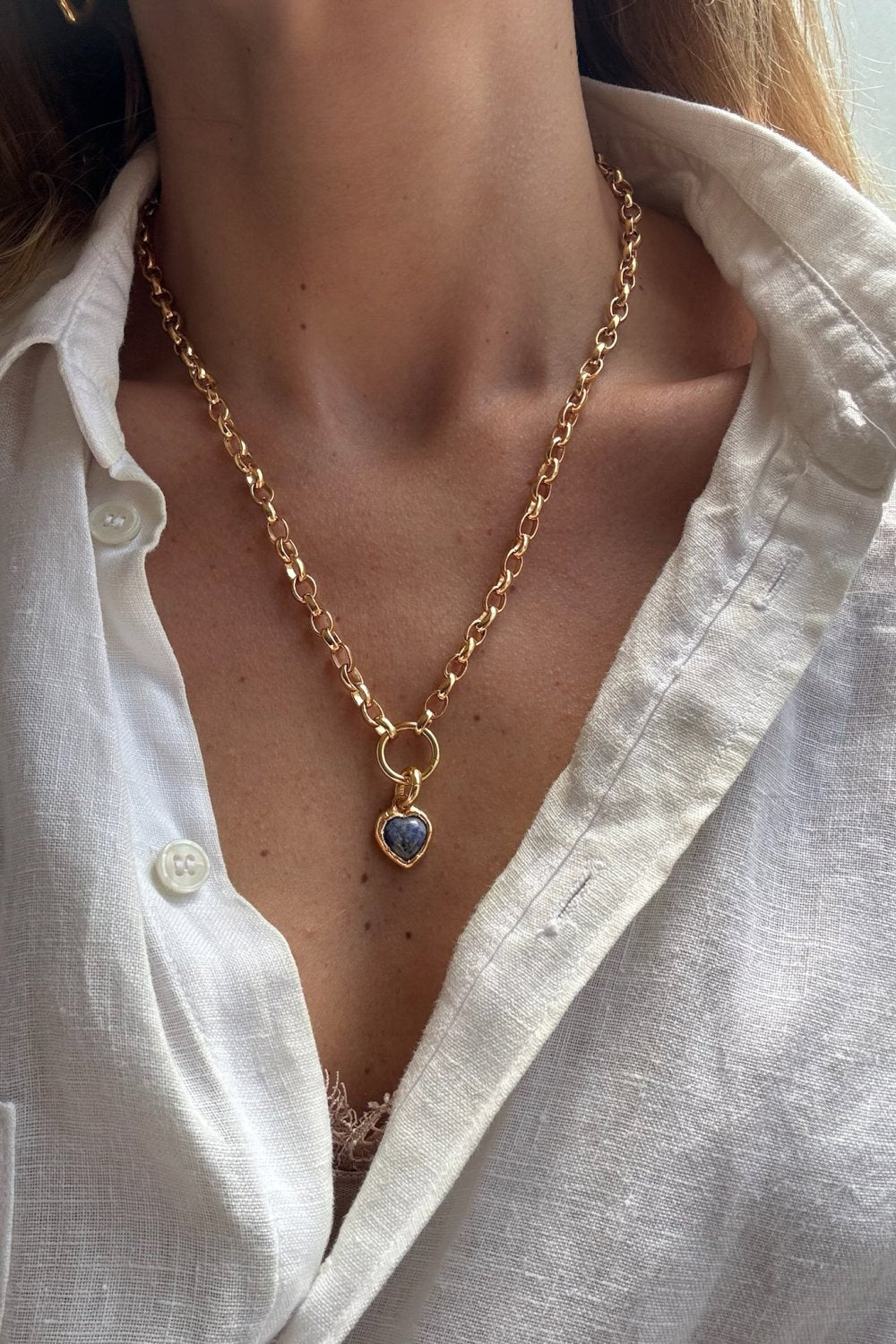 Crystal Heart Charm in Gold