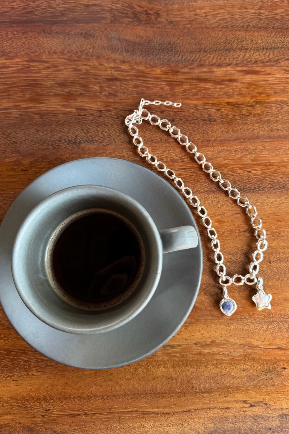 Crystal Heart Charm in Silver