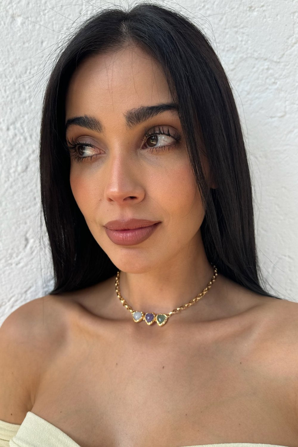 Crystal Heart Necklace in Gold