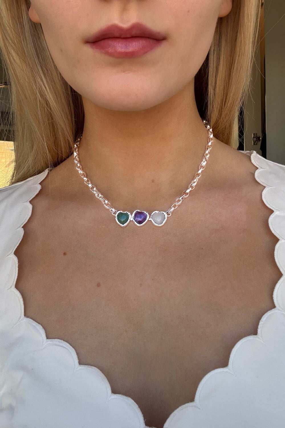 Crystal Heart Necklace in Silver