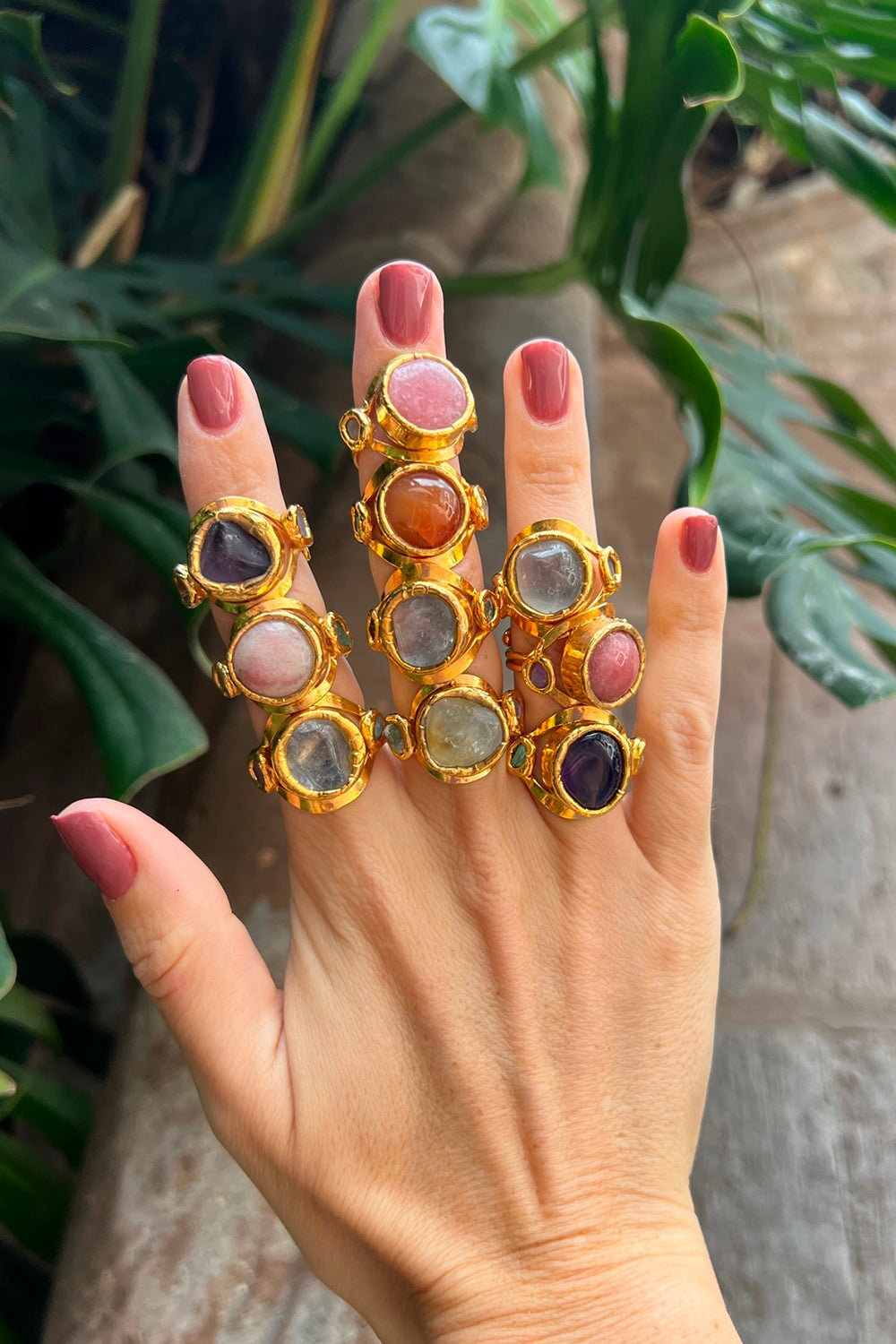 Crystal Protection Ring in Gold