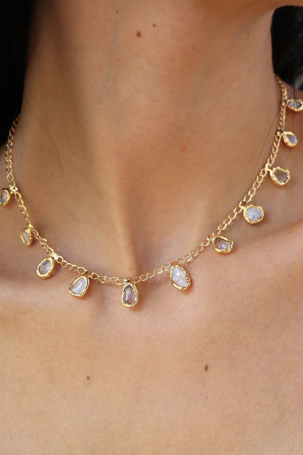 Crystal Two-Tone Necklace in Gold