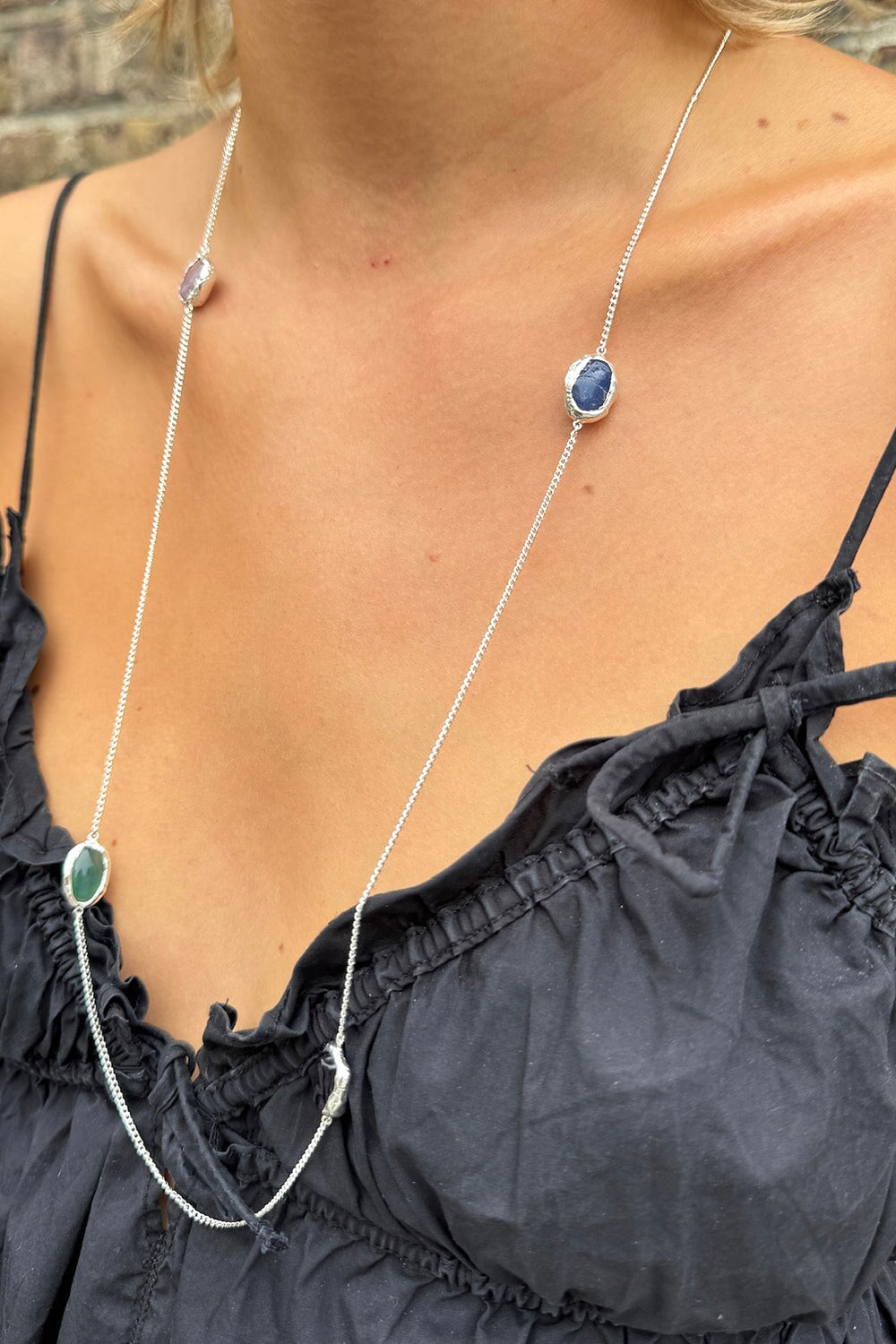 Cubana Long Necklace & Body Chain in Silver