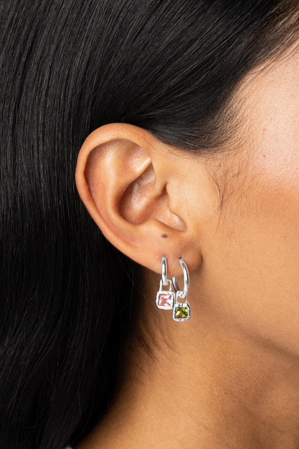 Cut Gems Charm Hoops Peridot