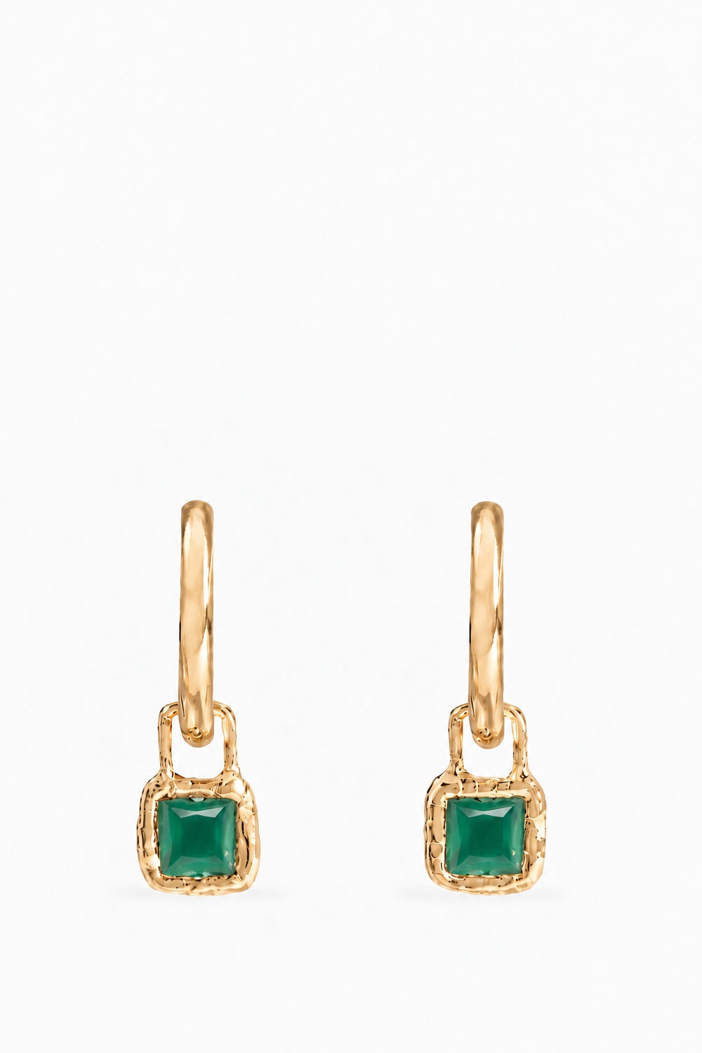 Cut Gems Hoops Green Agate