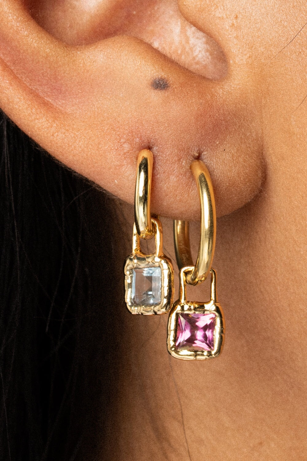 Cut Gems Hoops Pink Topaz