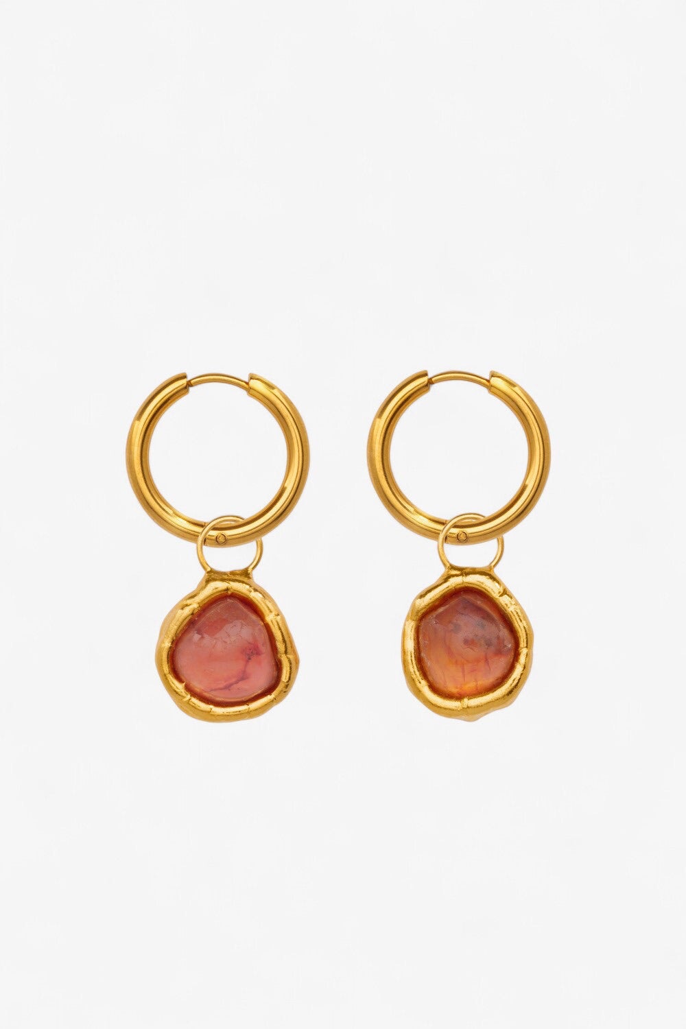 Gemstone Charm Hoops in Gold