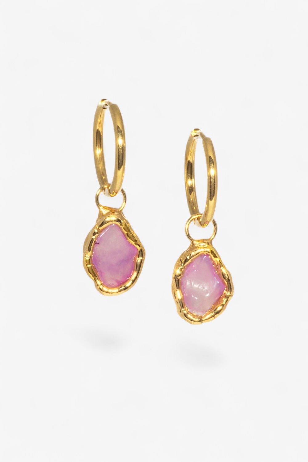 Gemstone Charm Hoops in Gold