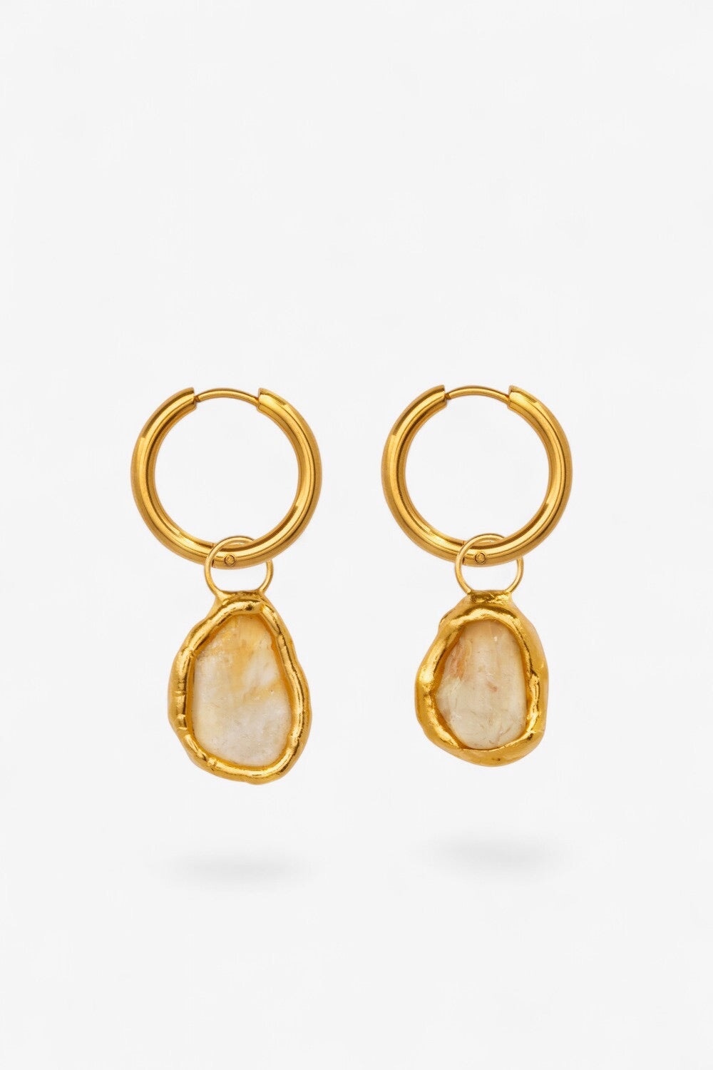 Gemstone Charm Hoops in Gold