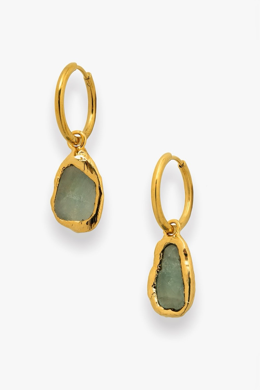 Gemstone Charm Hoops in Gold