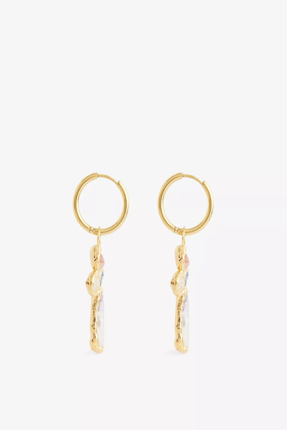 Gemstone Cross Hoops in Gold