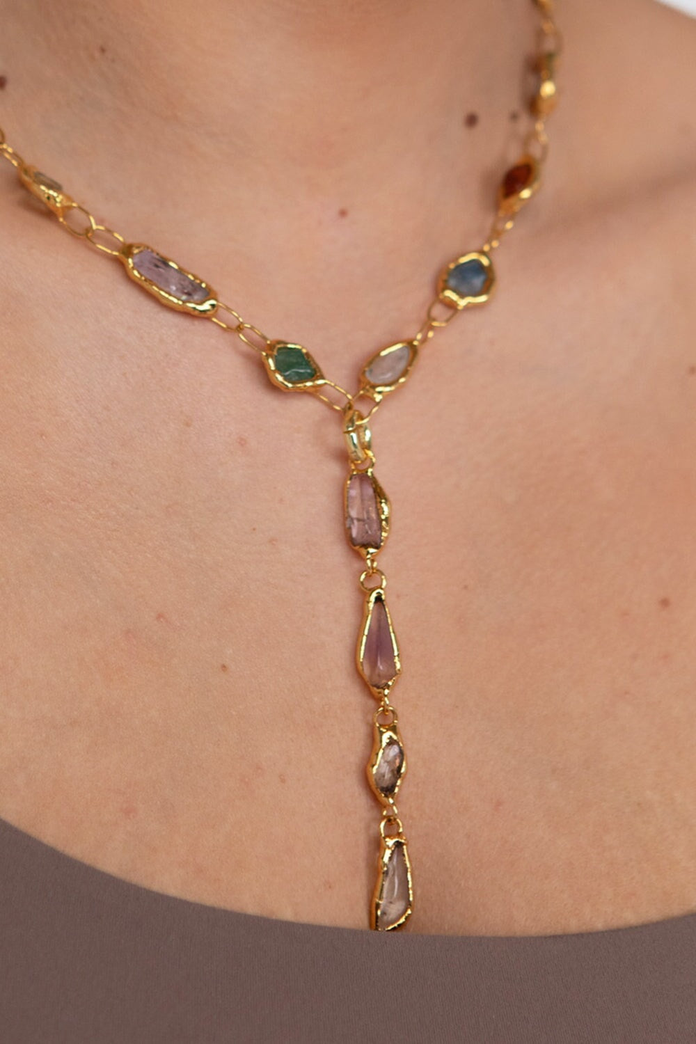 Gemstone Drop Charm in Gold