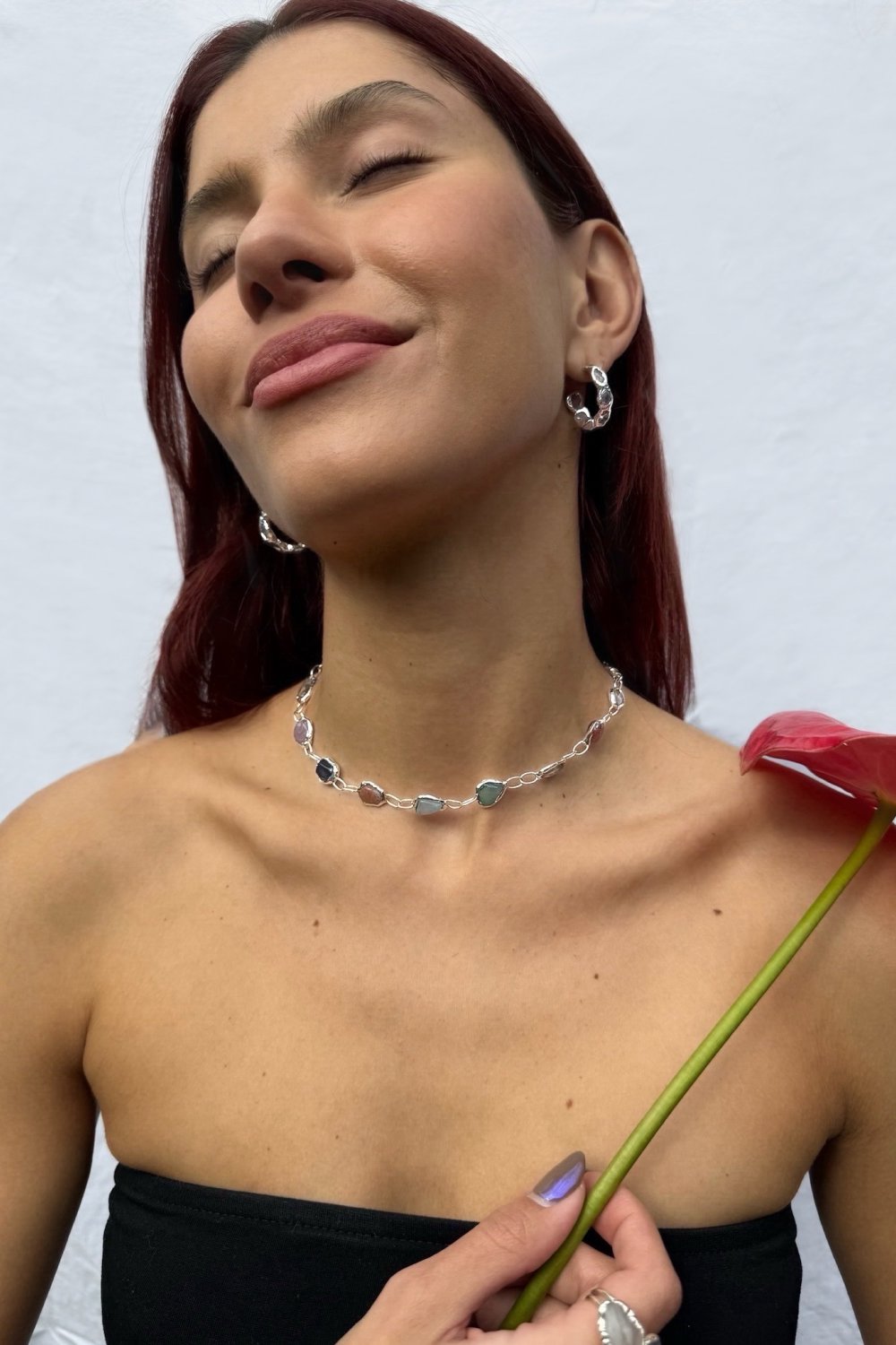 Gemstone Hoops in Silver