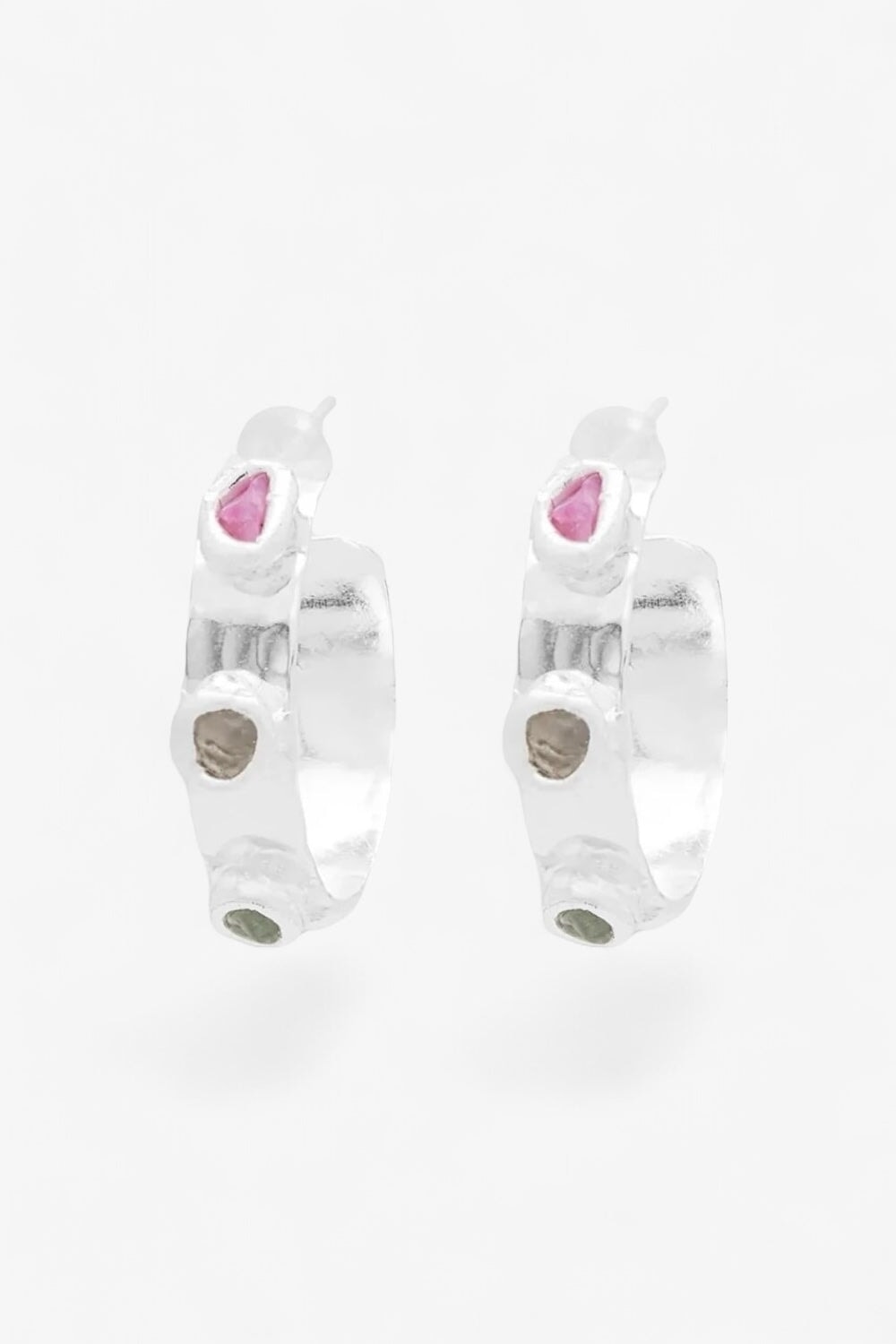 Gemstone Hoops in Silver