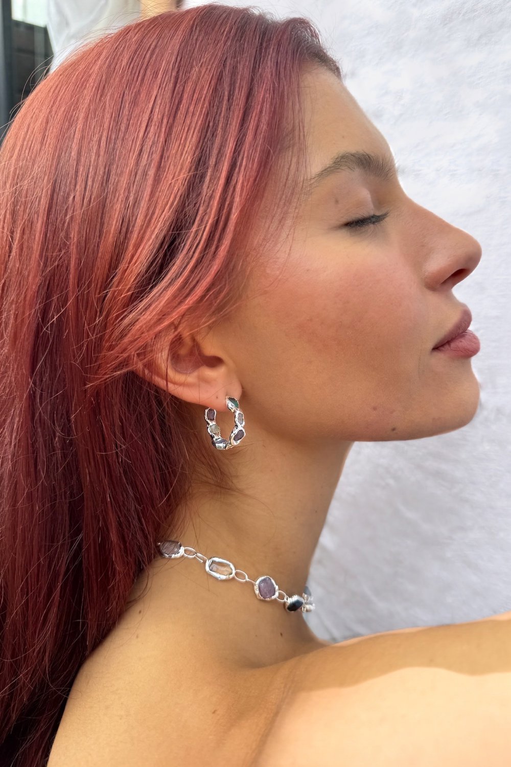 Gemstone Hoops in Silver