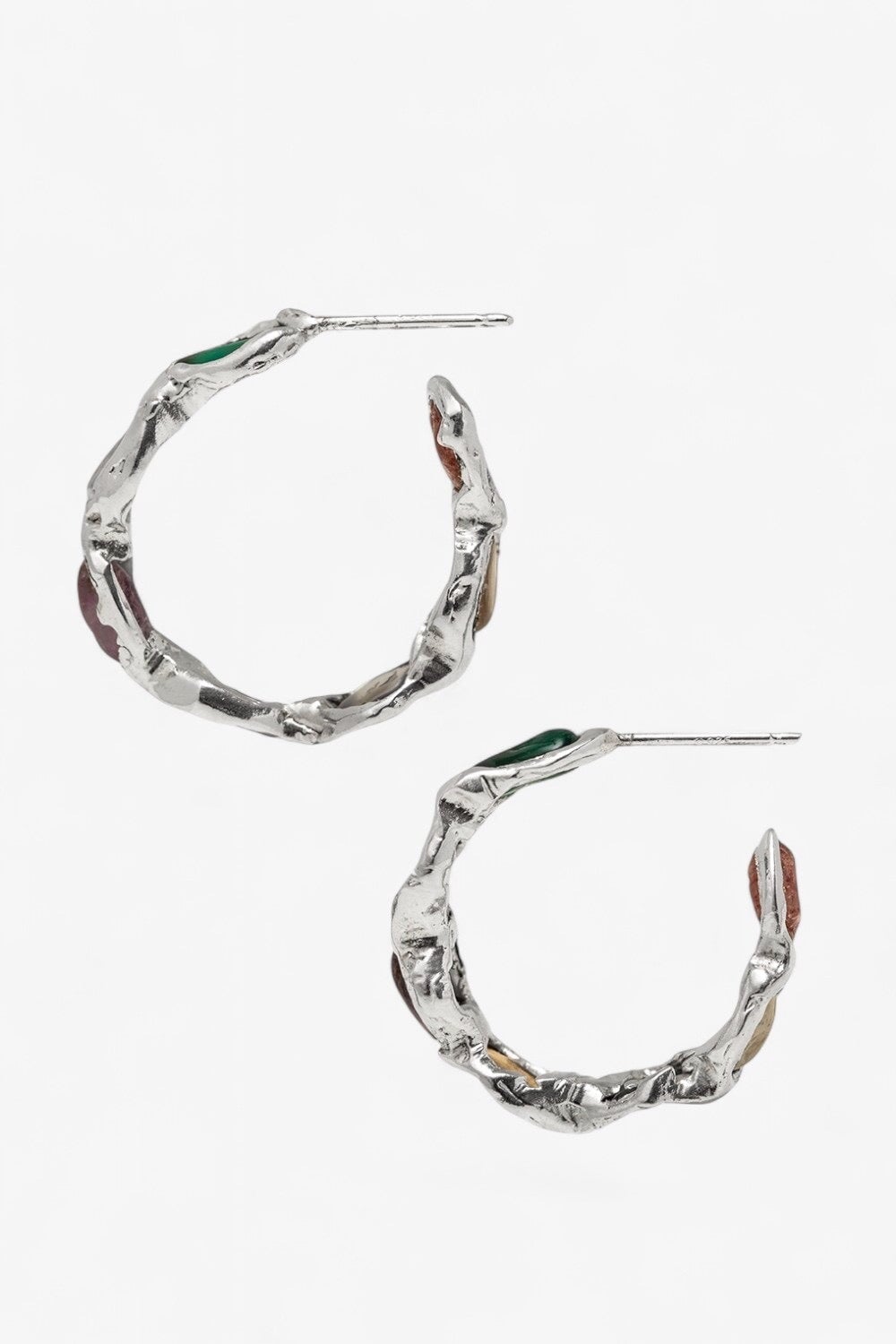 Gemstone Hoops in Silver
