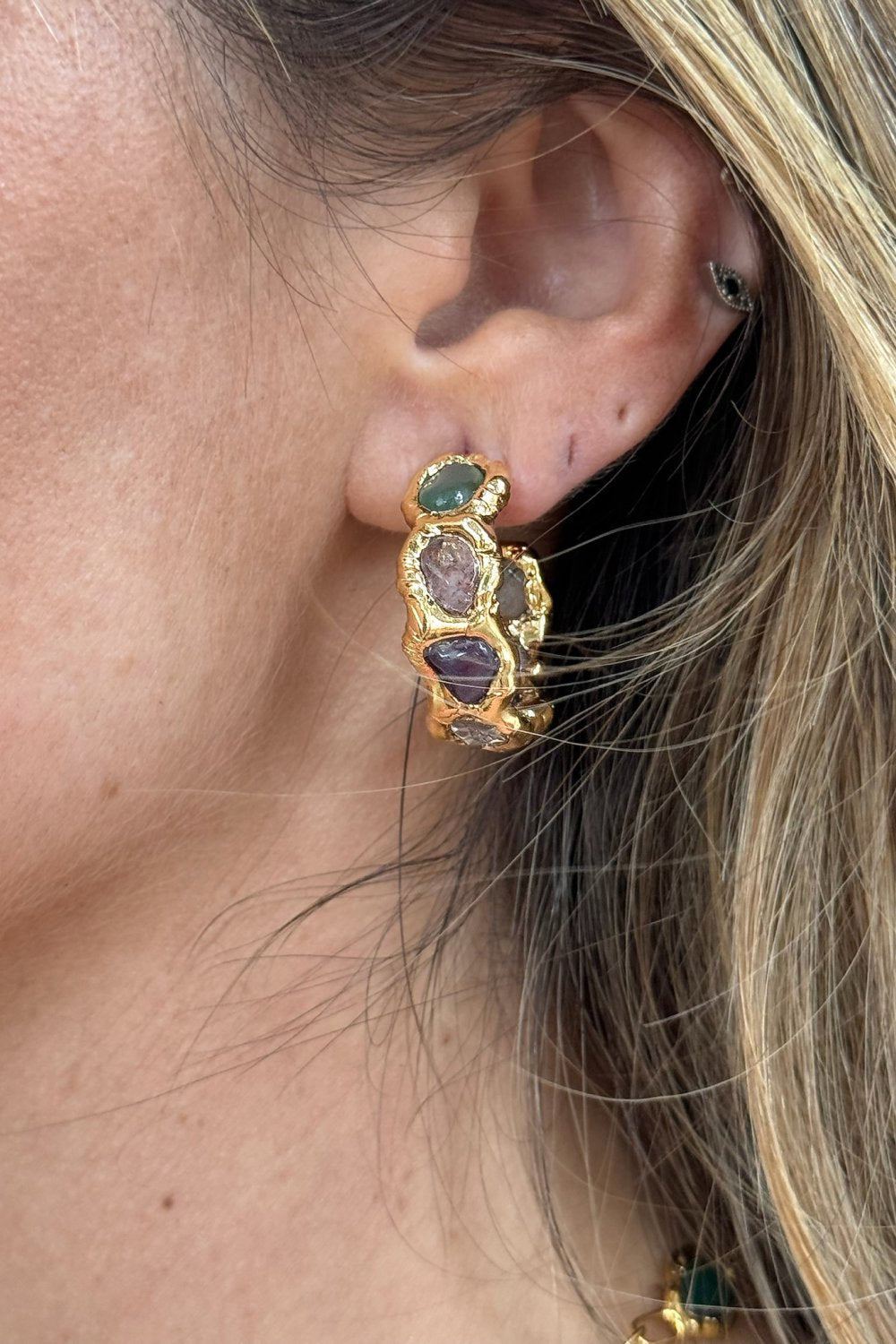 Gold Paraíso Gemstone Hoops
