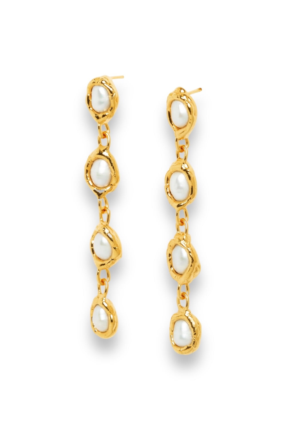 Gold Pearl Drop Earrings