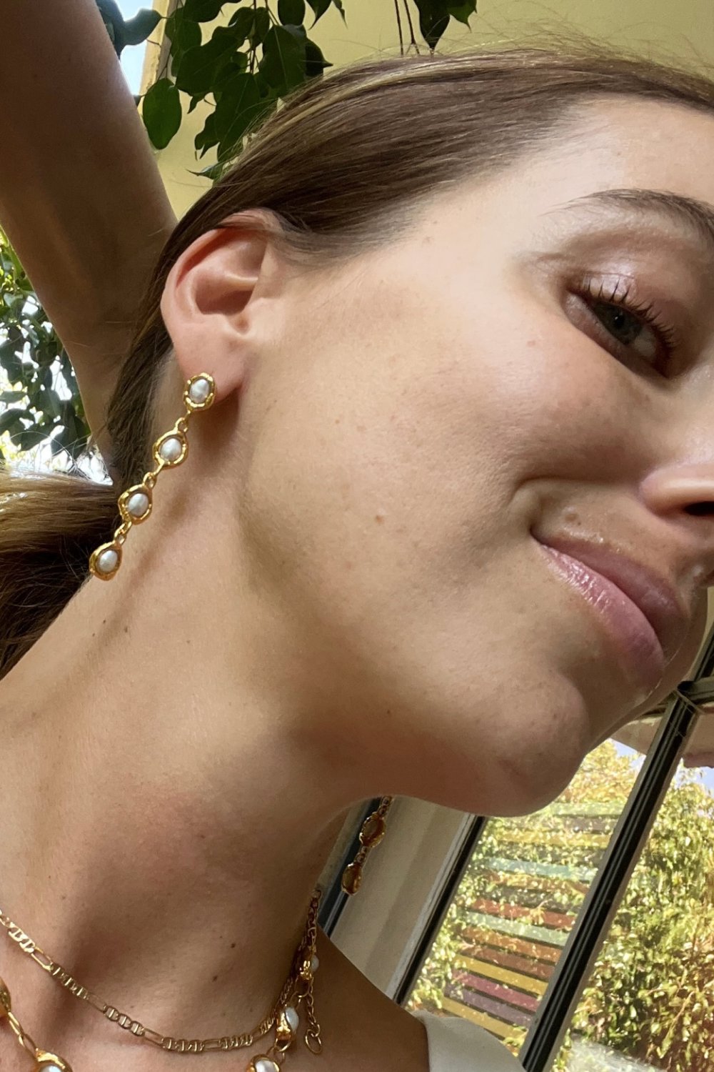 Gold Pearl Drop Earrings