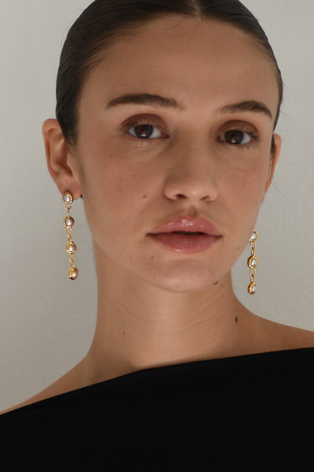 Gold Pearl Drop Earrings