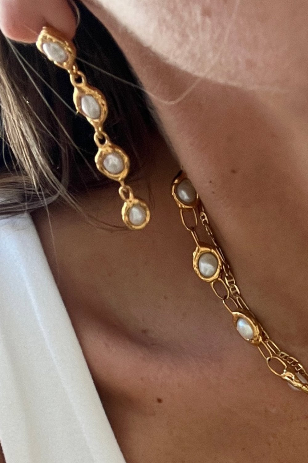 Gold Pearl Drop Earrings