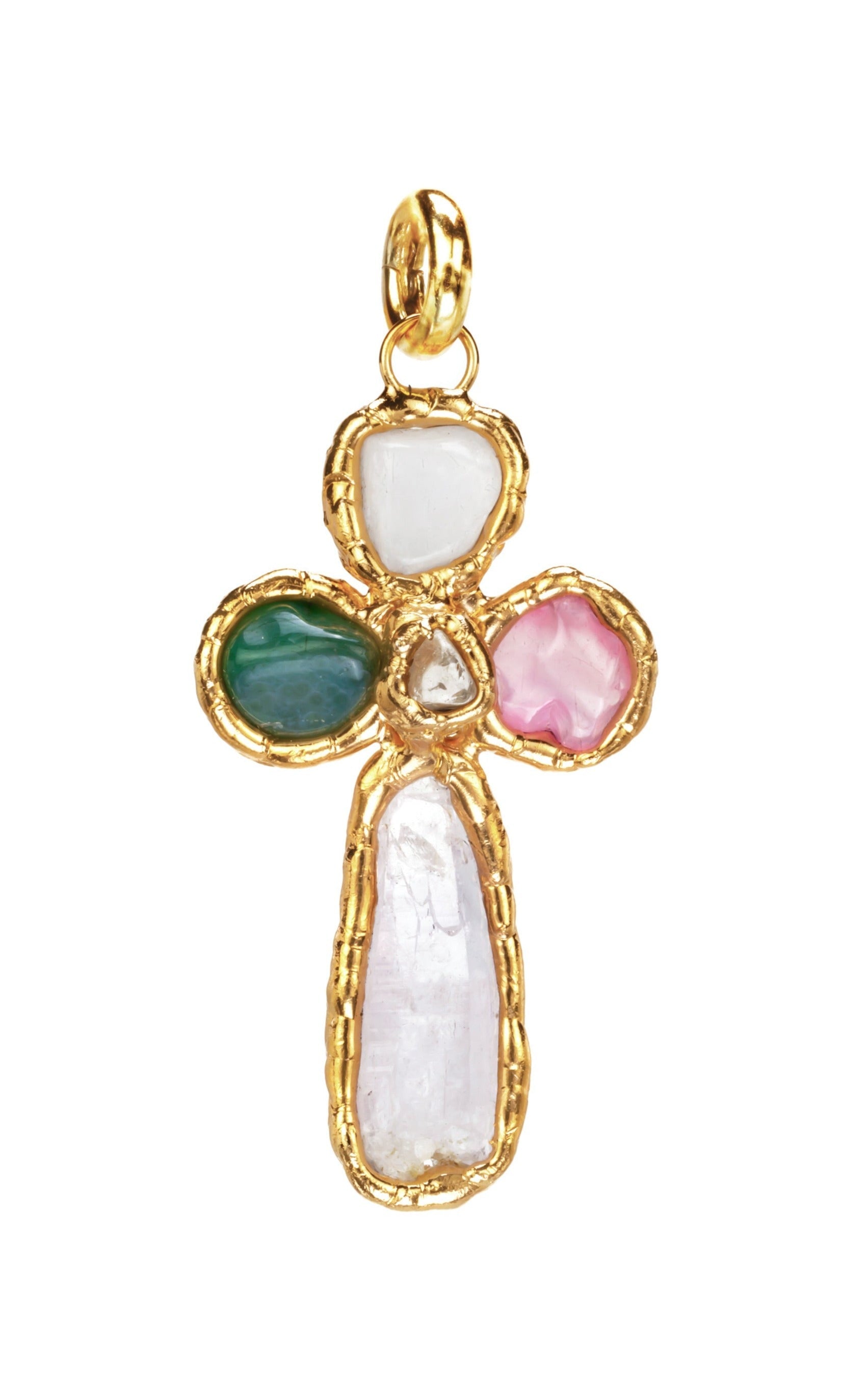 Grande Gemstone Cross Charm in Gold Jewellery Tea & Tequila