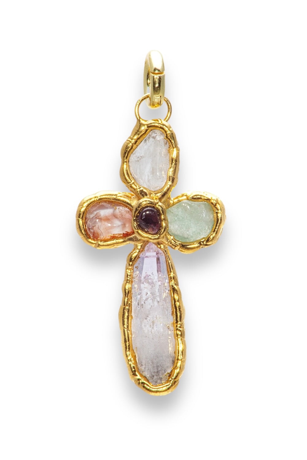Grande Gemstone Cross Charm in Gold Jewellery Tea & Tequila