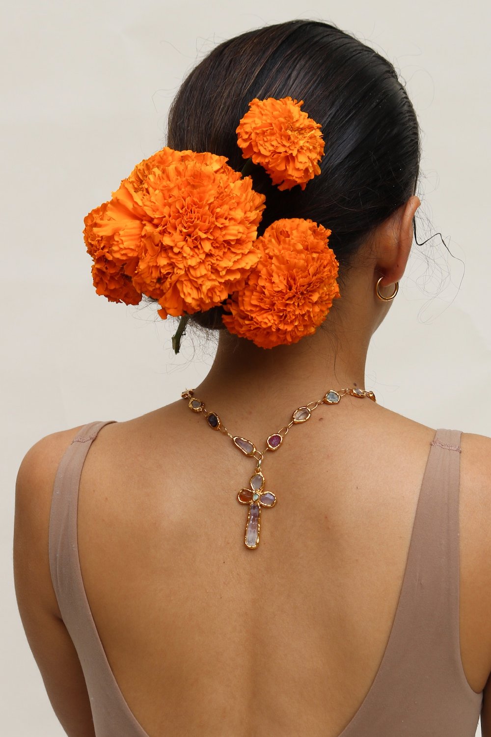 Grande Gemstone Cross Charm in Gold Jewellery Tea & Tequila