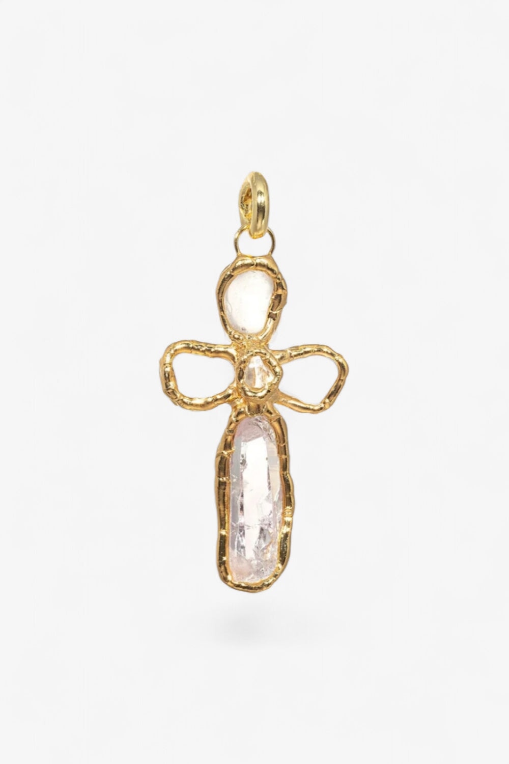 Grande Quartz Cross Charm in Gold