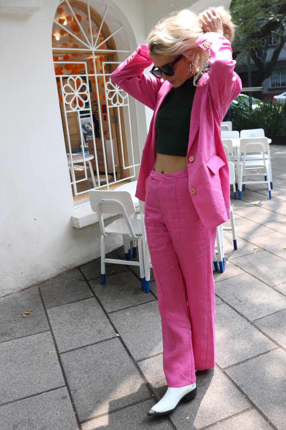 Hibiscus Natural Dye Linen Trousers Trousers Tea & Tequila