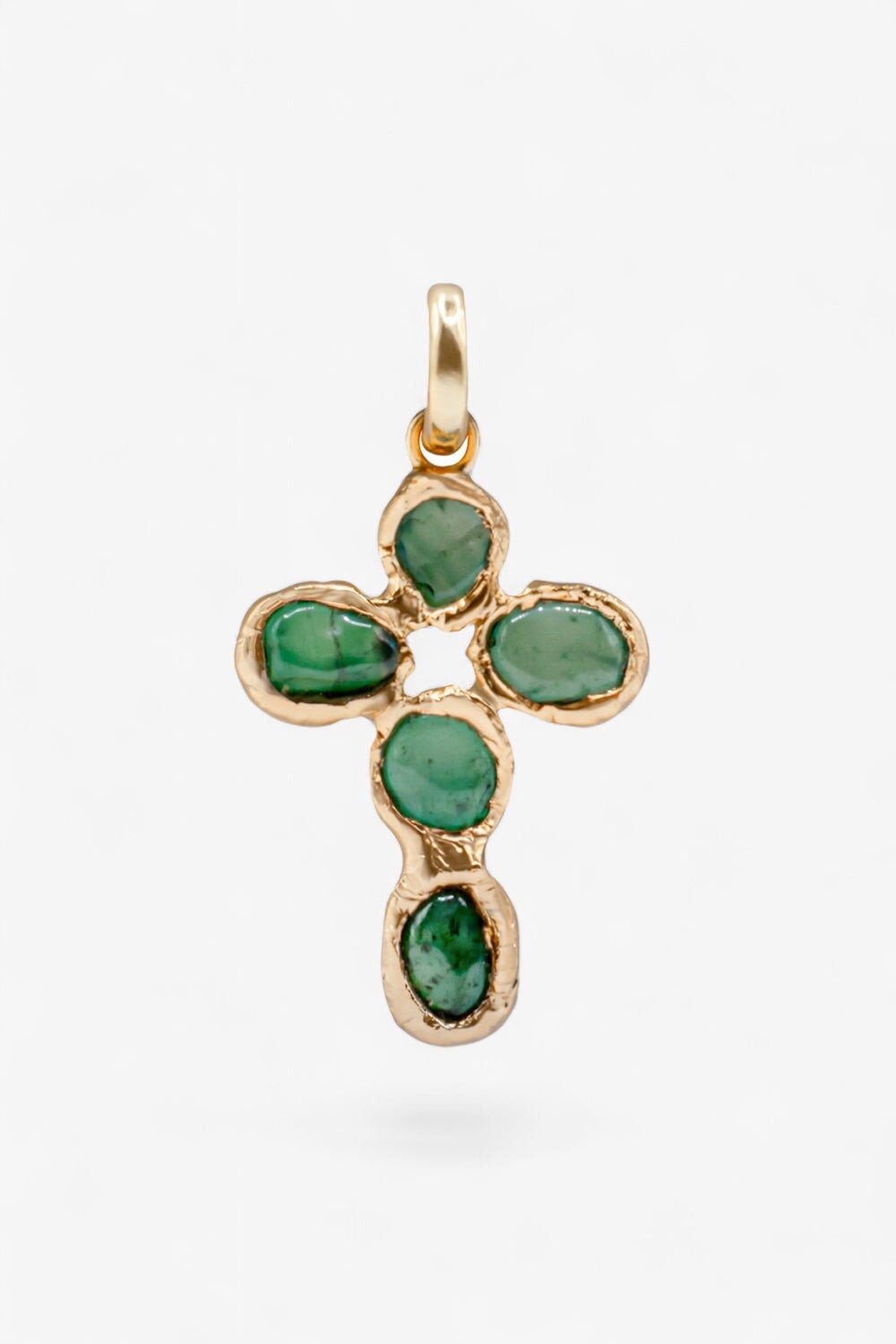 Jade Cross Charm in Gold