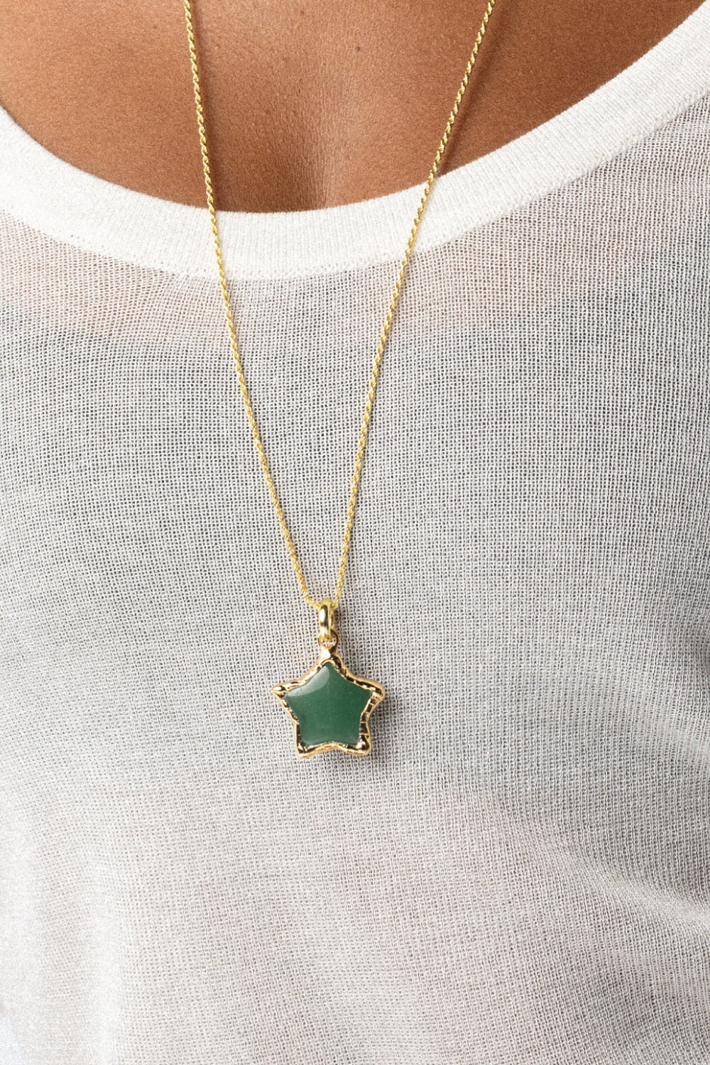 Jade Star Pendant in Gold