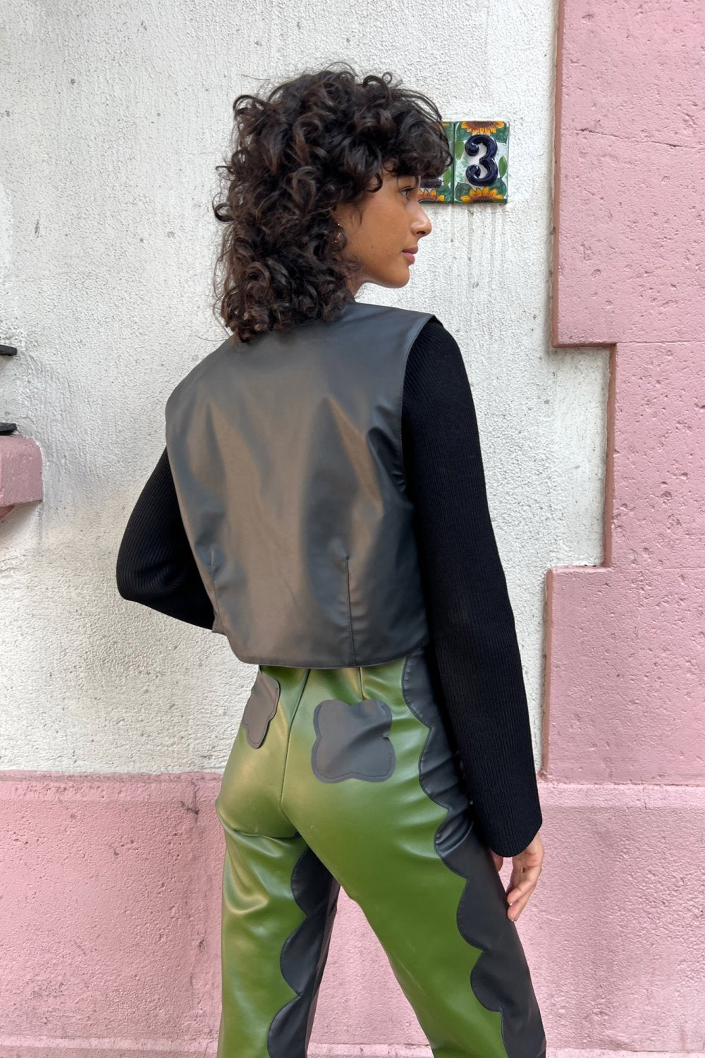 Khaki Scallop Trousers In Cactus