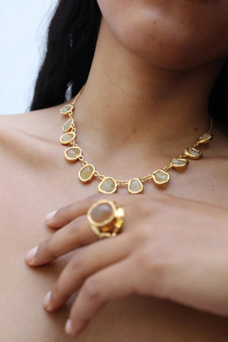Large Gemstone Necklace in Gold