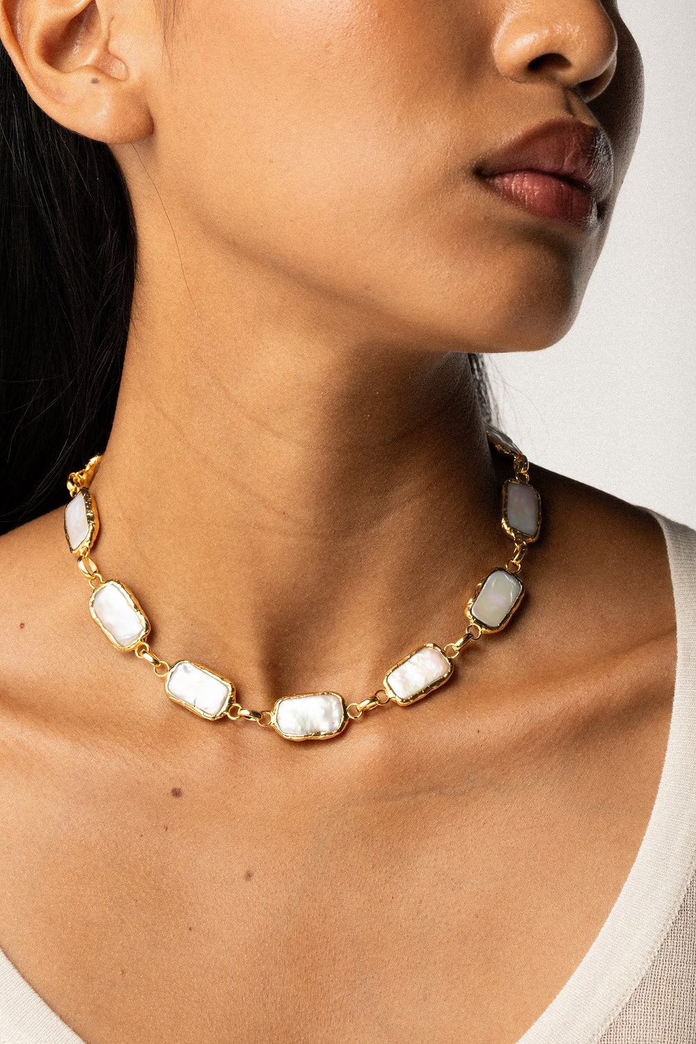 Mermaid Pearl Necklace in Gold